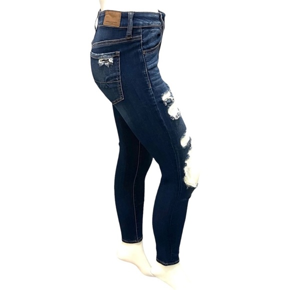 American Eagle Open Knee Distressed Destroyed Super Stretch X Jeggings - 6 Short - Picture 2 of 7
